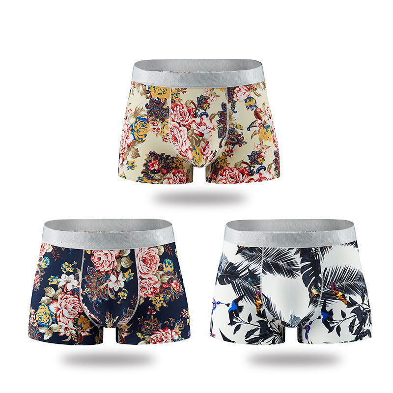 Summer Printing Underwear Breathable Four-corner Ice Silk Men's Underwear