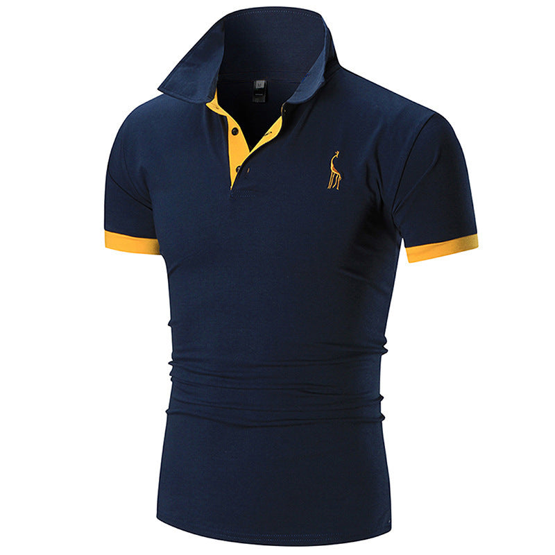Men's Summer Large Size Embroidery Logo Slim Fit Business Casual Lapel Collar Polo Shirts Golf Shirt