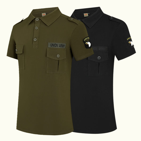 Men's Camp Training Uniform Tactical Outdoor Military Fan Polo Shirt T-shirt Top