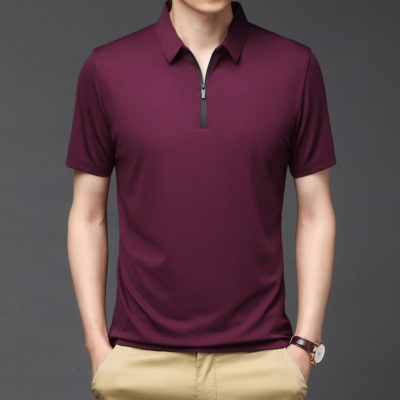 Man's Polo Shirts Short Sleeve Shirt T-Shirt Ice silk zipper