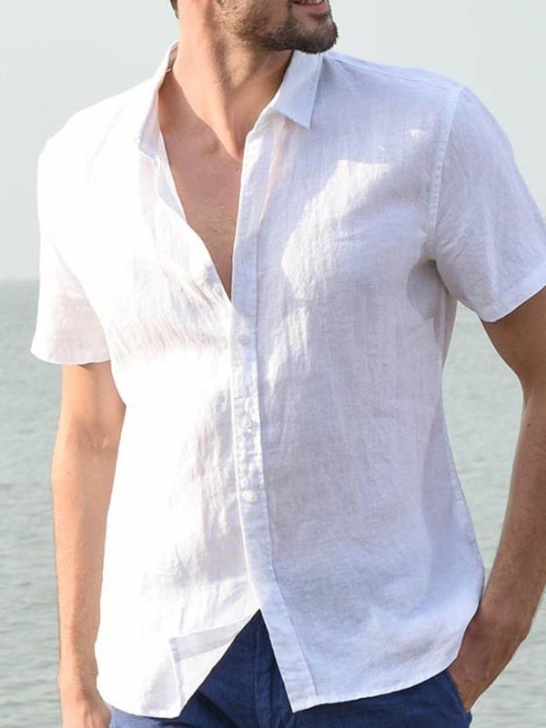 Mens Short Sleeves Simple Blouses&Shirts