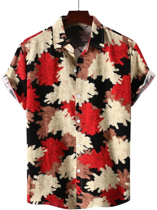 Men's printed short-sleeved shirt