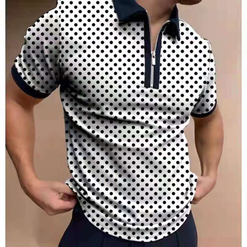 Men's Summer Large Size Splicing Slim Fit Business Casual Lapel Collar Polo Shirts Golf Shirt