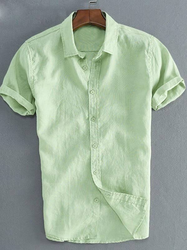 Mens Short Sleeves Simple Blouses&Shirts