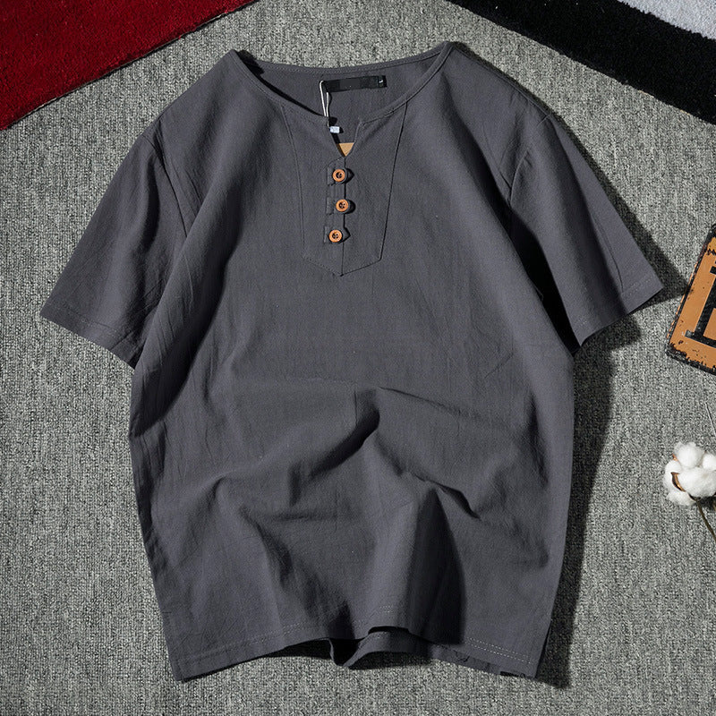 Men's short-sleeved T-shirt linen top