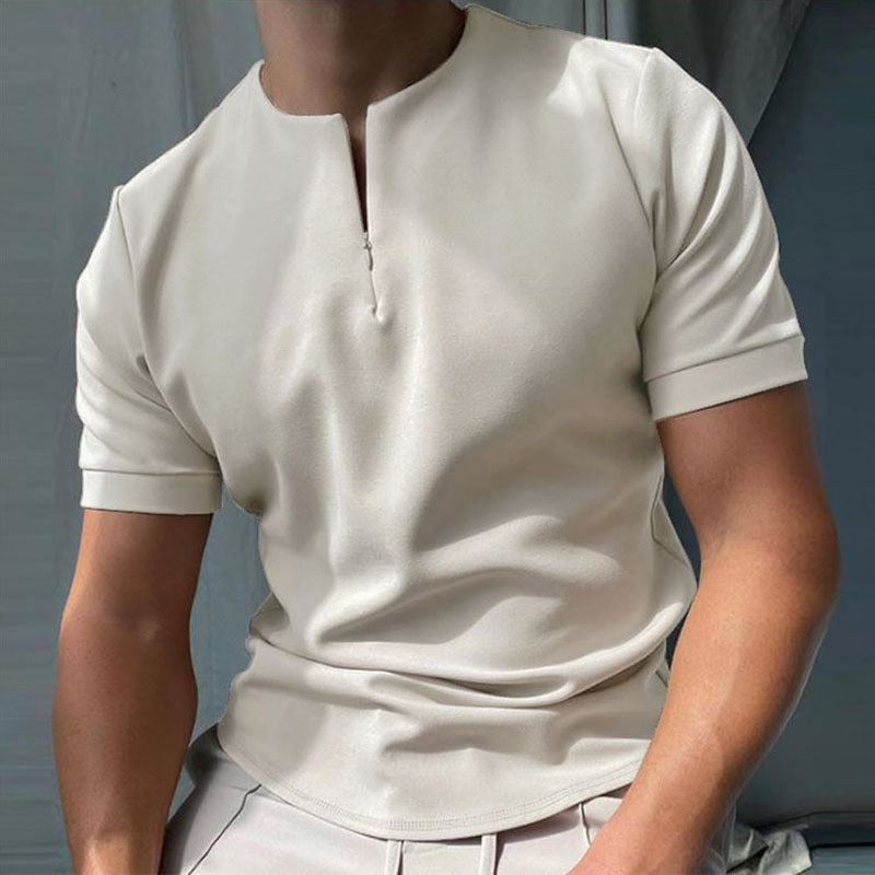 Men's Summer Large Size Splicing Slim Fit Business Casual Lapel Collar Polo Shirts Golf Shirt