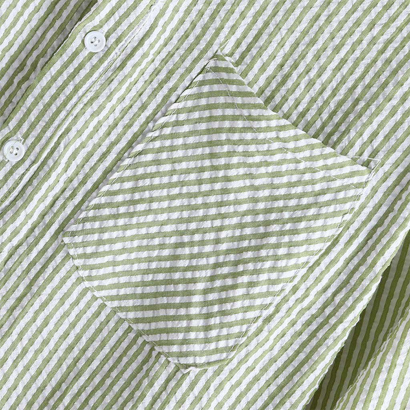 2021 new men's long-sleeved shirt striped long-sleeved shirt linen shirt