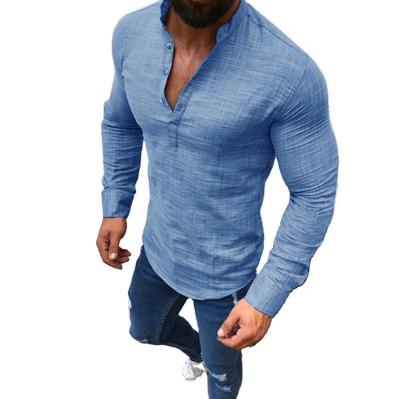Men's Long Sleeve Round Neck Slim Fit Shirt