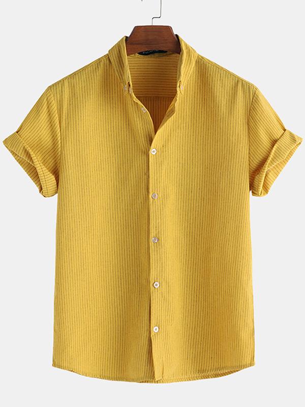 Men Casual Striped Shirt Short Sleeve
