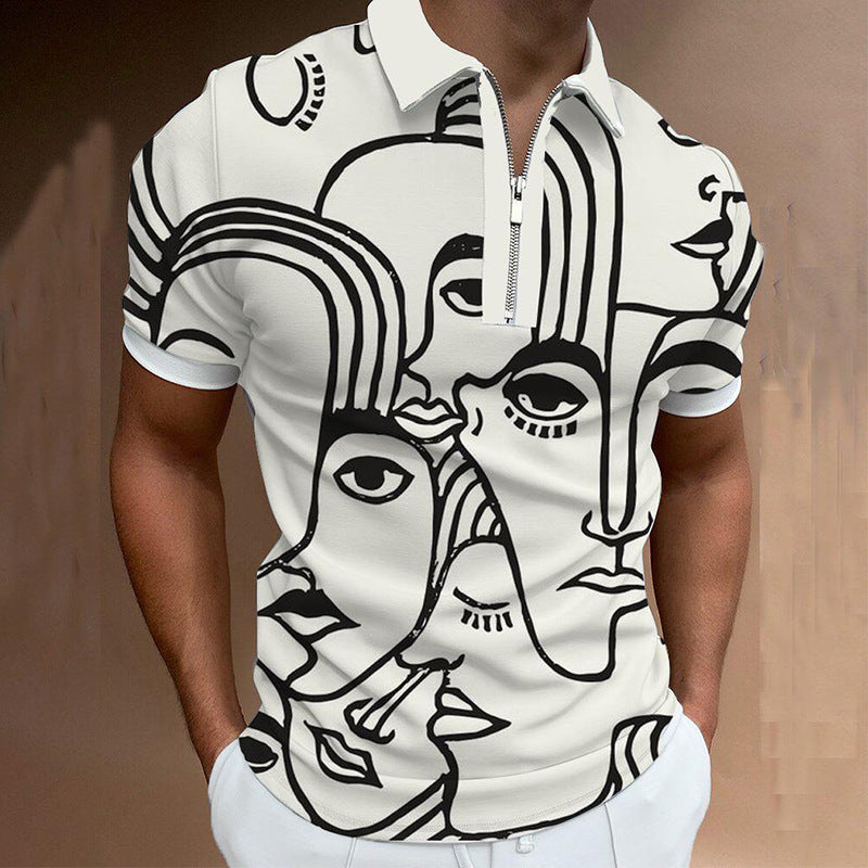 Men's Summer Large Size Splicing Slim Fit Business Casual Lapel Collar Polo Shirts Golf Shirt