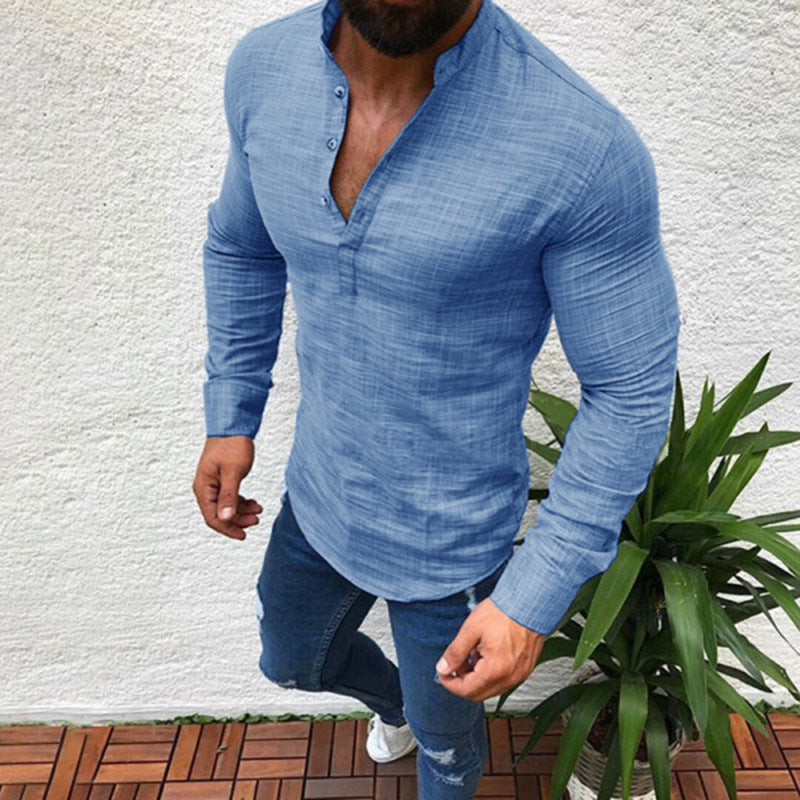 Men's Long Sleeve Round Neck Slim Fit Shirt