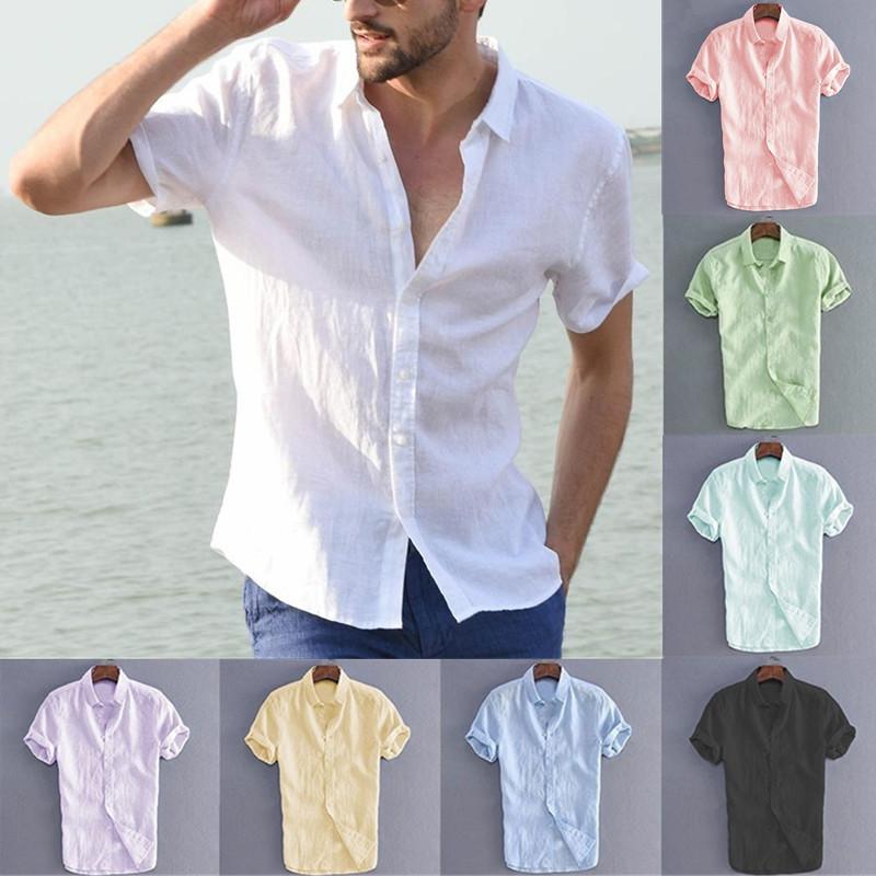Mens Short Sleeves Simple Blouses&Shirts