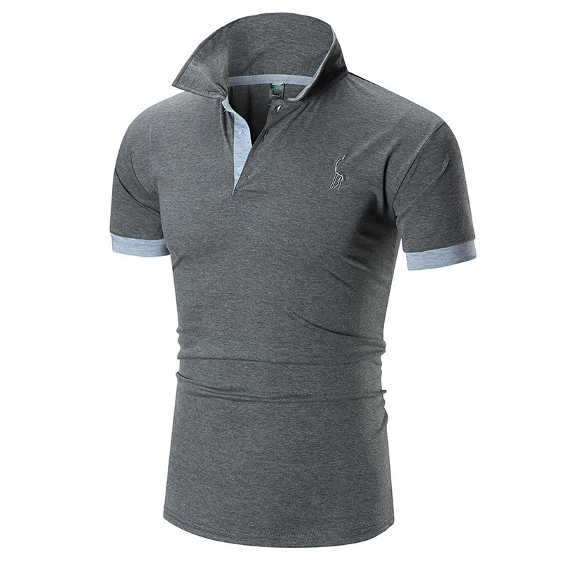 Men's Summer Large Size Embroidery Logo Slim Fit Business Casual Lapel Collar Polo Shirts Golf Shirt
