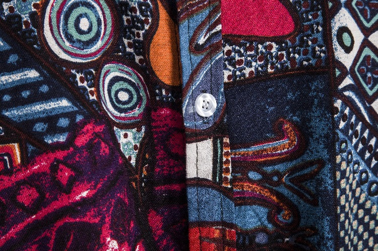 Men's stand collar printed shirt
