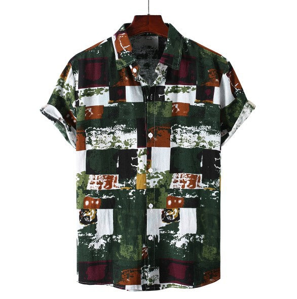 Men's short-sleeved floral shirt