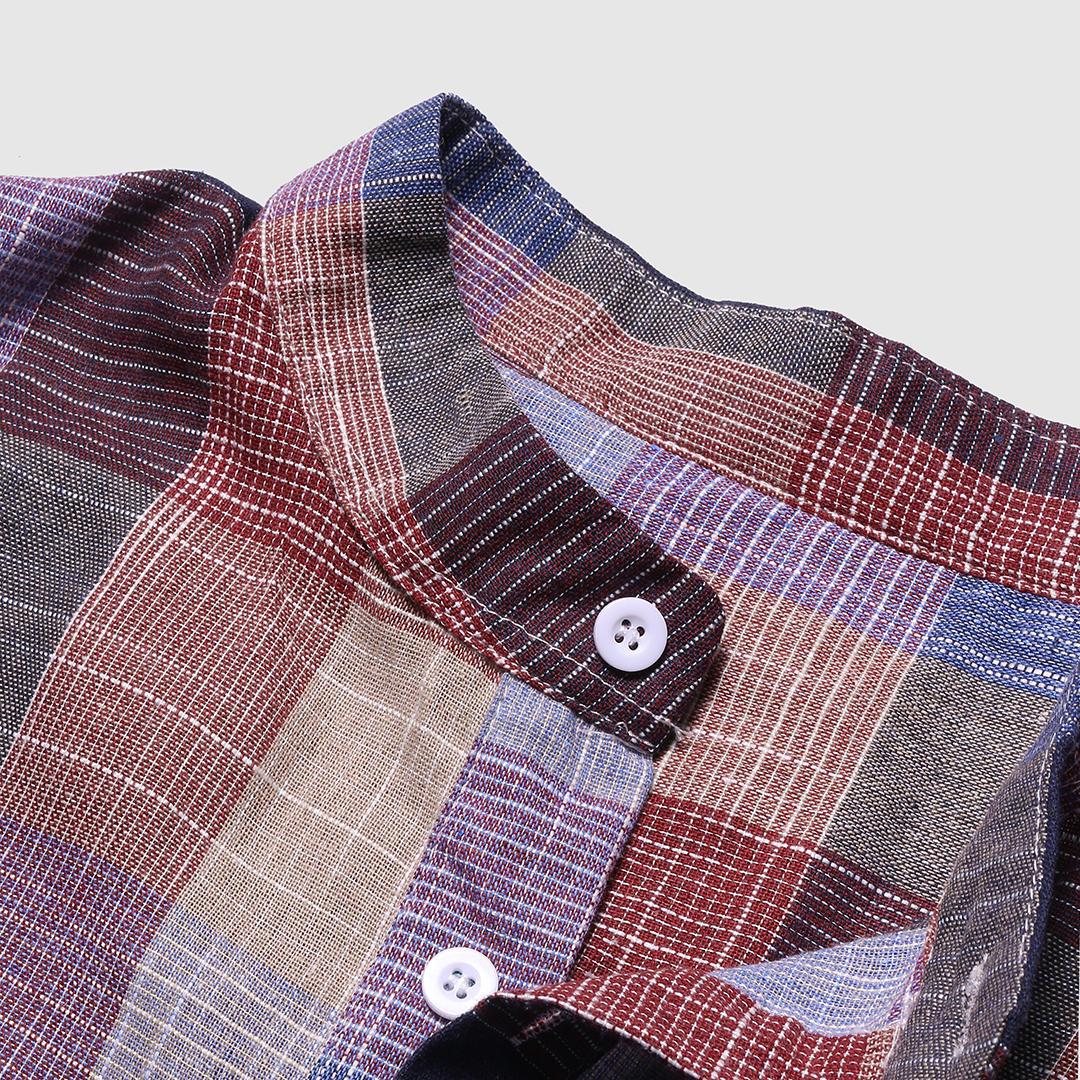 Men Plaid Retro Style Short Sleeves Shirt