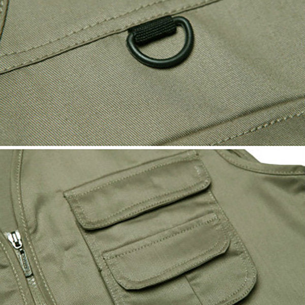 Cotton Multi Pockets Loose Fishing Outdoor Vest for Men