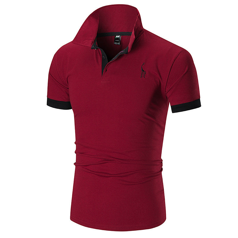 Men's Summer Large Size Embroidery Logo Slim Fit Business Casual Lapel Collar Polo Shirts Golf Shirt