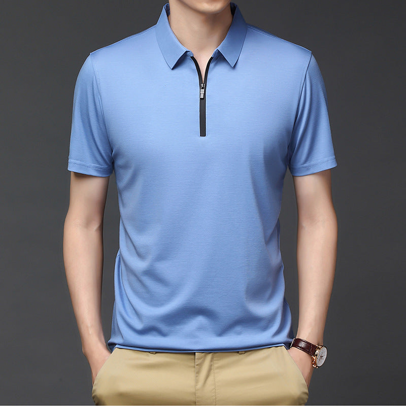 Man's Polo Shirts Short Sleeve Shirt T-Shirt Ice silk zipper