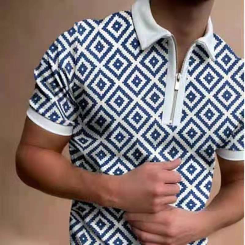 Men's Summer Large Size Splicing Slim Fit Business Casual Lapel Collar Polo Shirts Golf Shirt