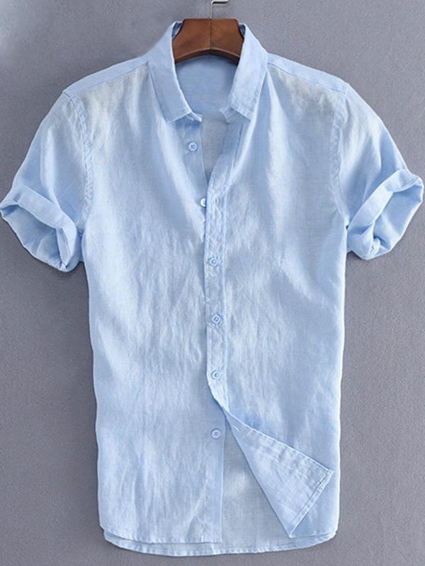Mens Short Sleeves Simple Blouses&Shirts