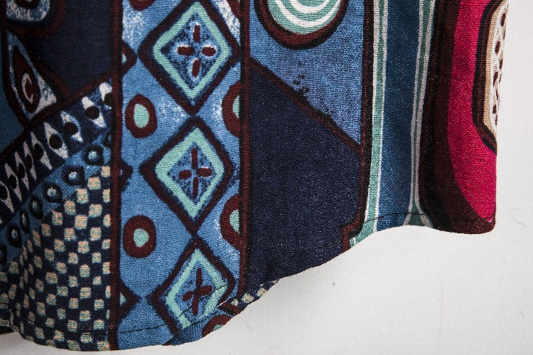 Men's stand collar printed shirt