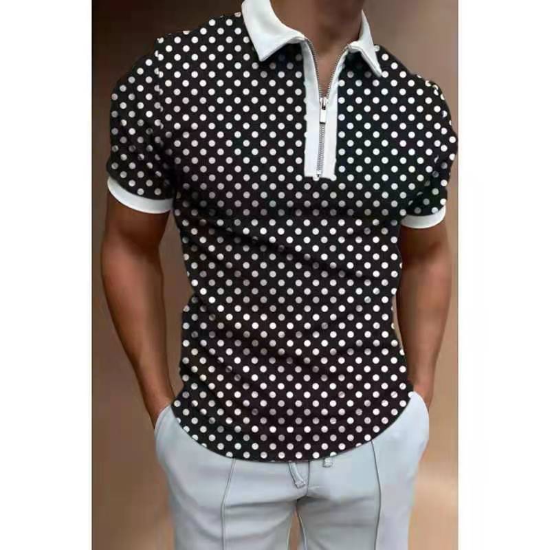 Men's Summer Large Size Splicing Slim Fit Business Casual Lapel Collar Polo Shirts Golf Shirt