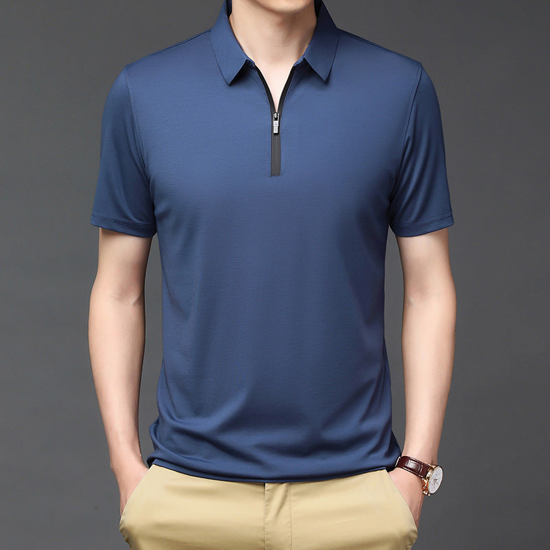 Man's Polo Shirts Short Sleeve Shirt T-Shirt Ice silk zipper