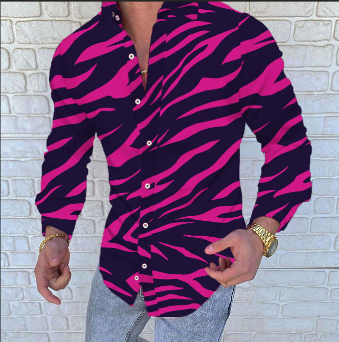 Men's Printed Casual Slim Long Sleeved Shirt