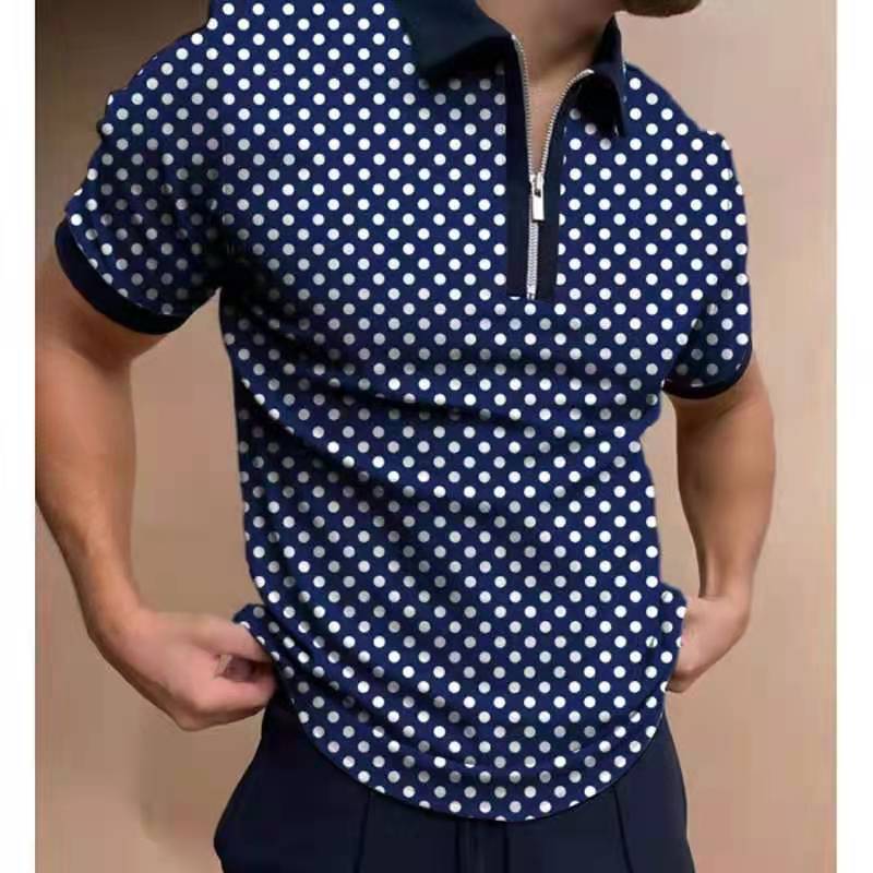 Men's Summer Large Size Splicing Slim Fit Business Casual Lapel Collar Polo Shirts Golf Shirt