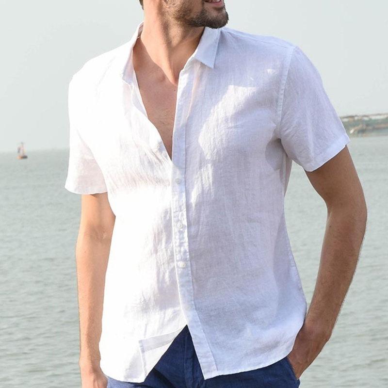 Mens Short Sleeves Simple Blouses&Shirts