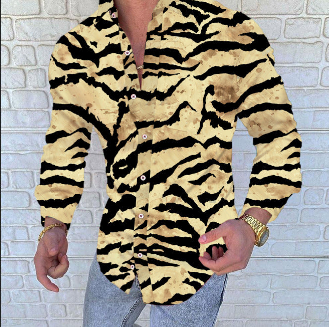 Men's Printed Casual Slim Long Sleeved Shirt