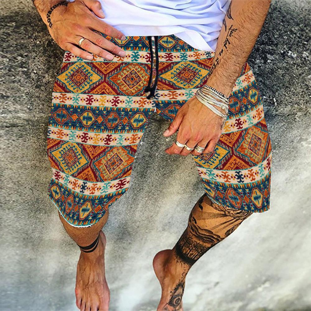 Colorful Pattern Print Shorts Beach Pants