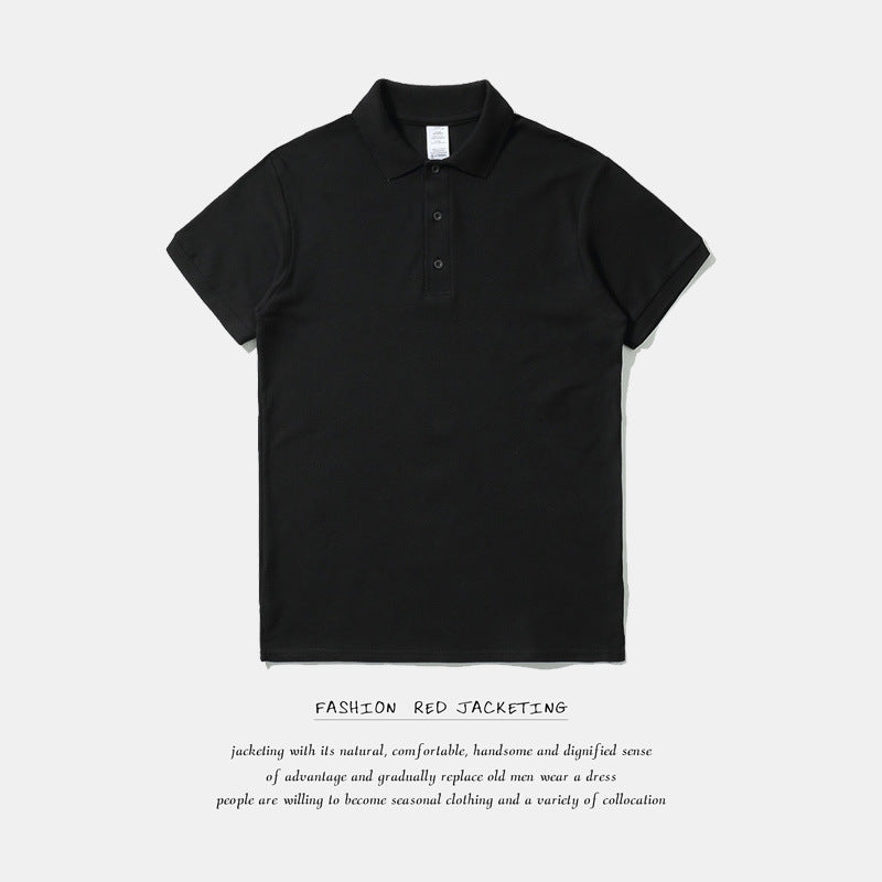 Men's Large Size Solid Color Loose Business Casual Lapel Collar Polo Shirts Golf Shirt