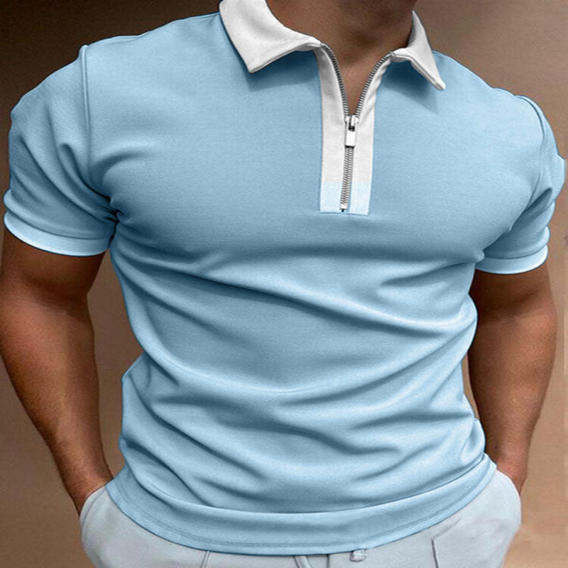 Men's Summer Large Size Splicing Slim Fit Business Casual Lapel Collar Polo Shirts Golf Shirt