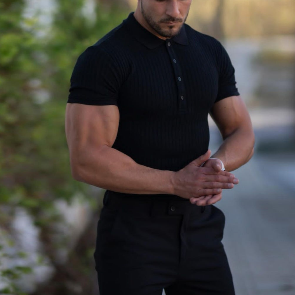 Men's Summer Mercerized Cotton Solid Color Slim Fit Business Casual Polo Shirts