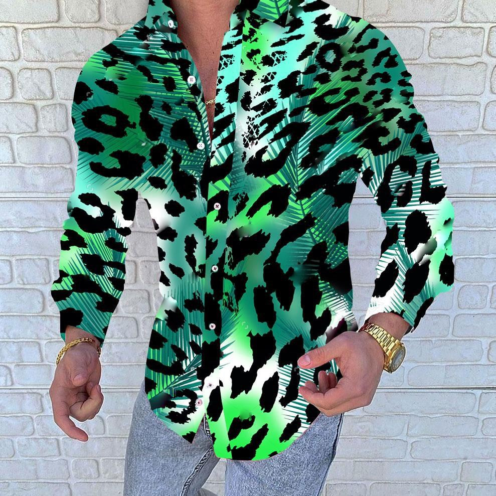 Men's Printed Casual Slim Long Sleeved Shirt