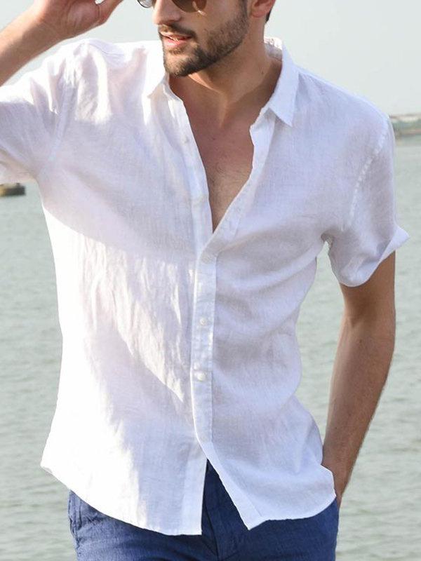 Mens Short Sleeves Simple Blouses&Shirts