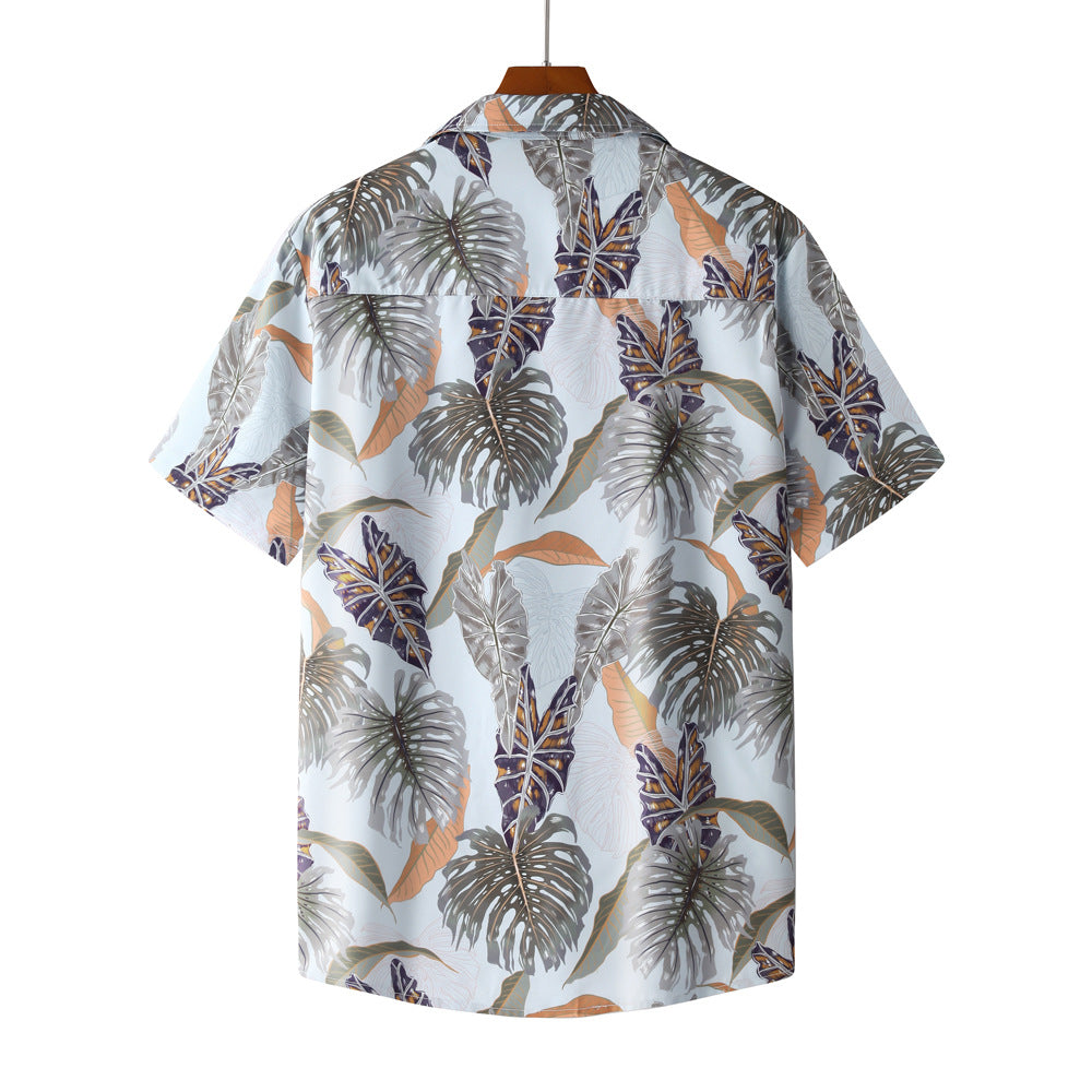 2021 new Hawaiian pattern summer beach short-sleeved men's printed shirt