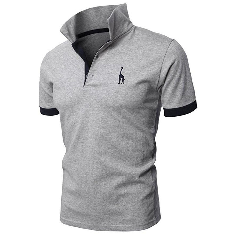 Men's Summer Large Size Embroidery Logo Slim Fit Business Casual Lapel Collar Polo Shirts Golf Shirt