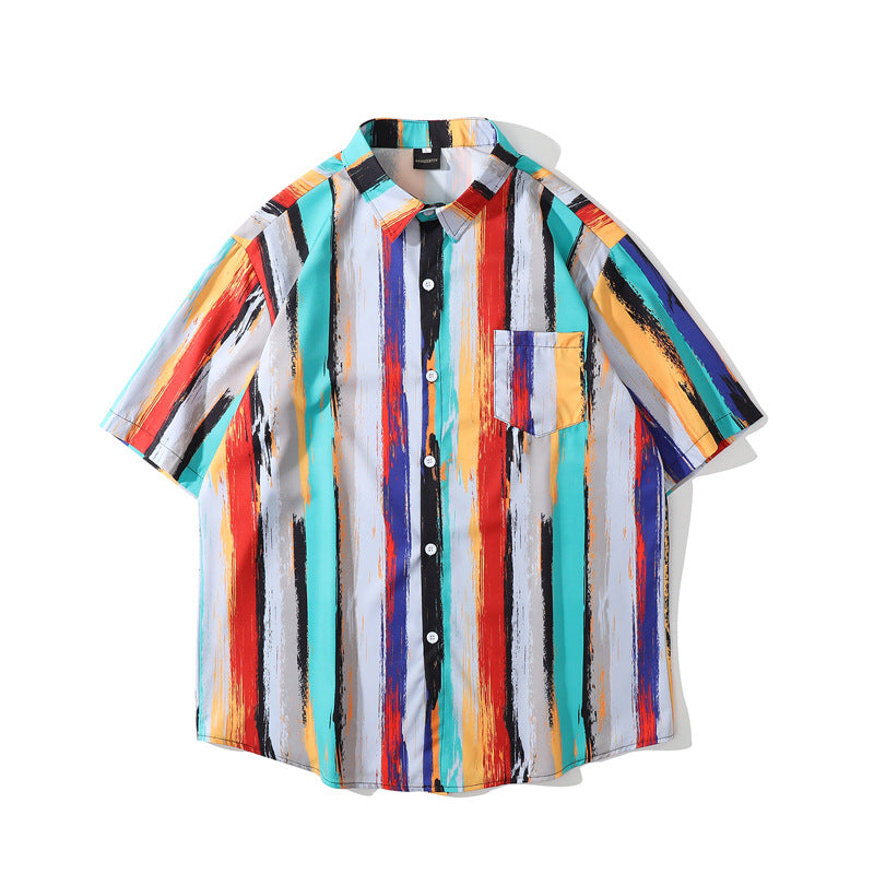 Rainbow Brushed Striped Short Sleeve Shirt