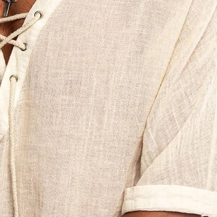Men's Plain V-Neck Casual Loose Spring Shirt