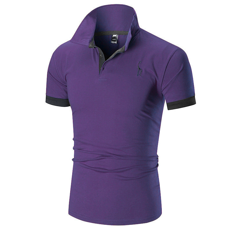 Men's Summer Large Size Embroidery Logo Slim Fit Business Casual Lapel Collar Polo Shirts Golf Shirt