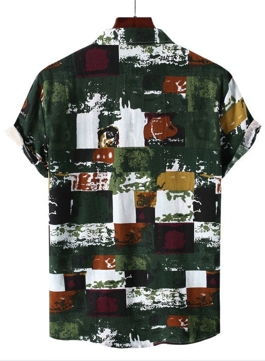Men's short-sleeved floral shirt
