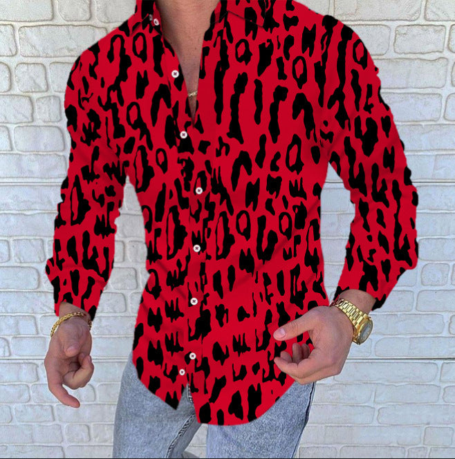 Men's Printed Casual Slim Long Sleeved Shirt