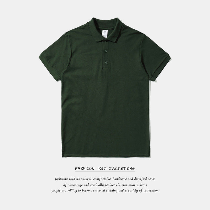 Men's Large Size Solid Color Loose Business Casual Lapel Collar Polo Shirts Golf Shirt