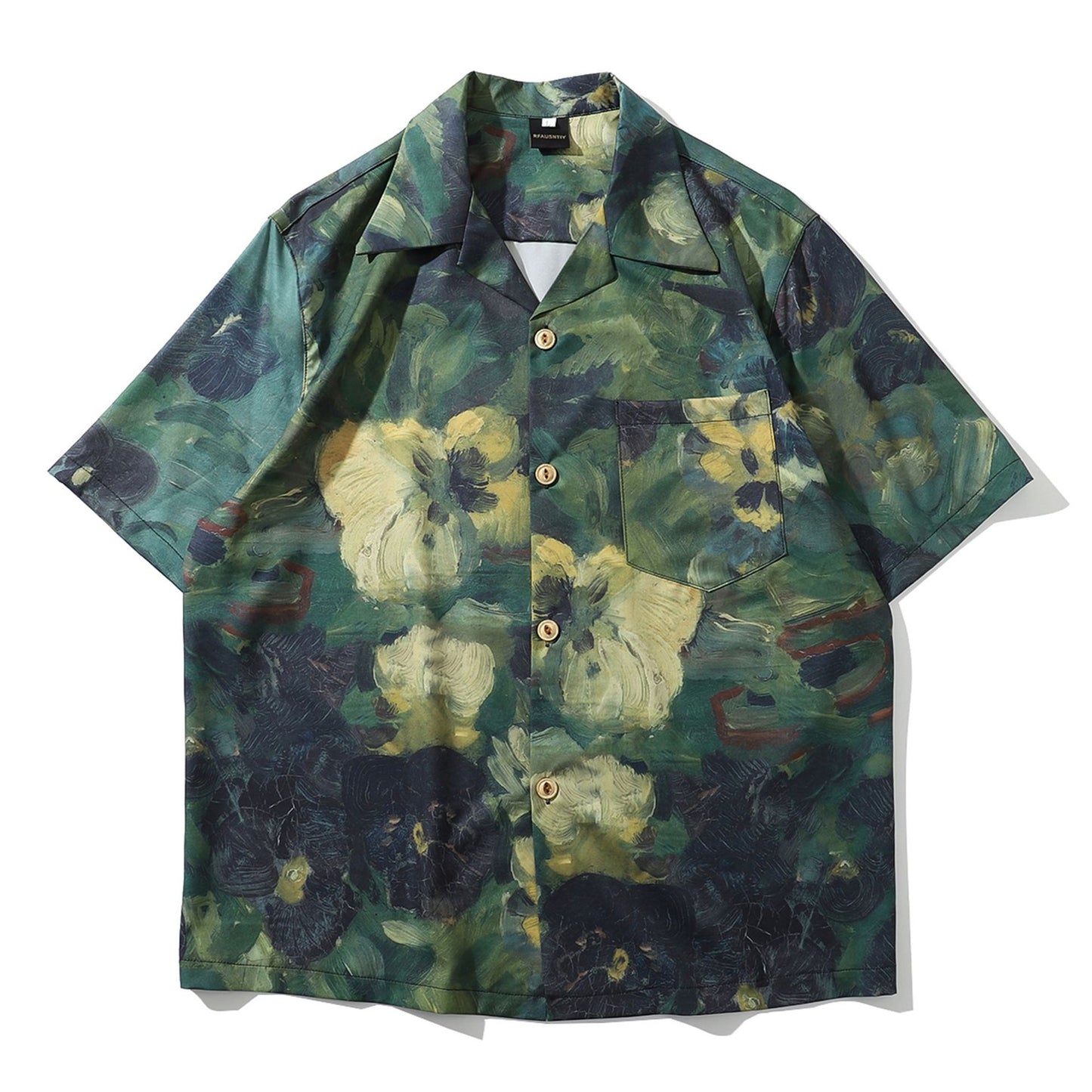 Men's retro oil painting beach shirt