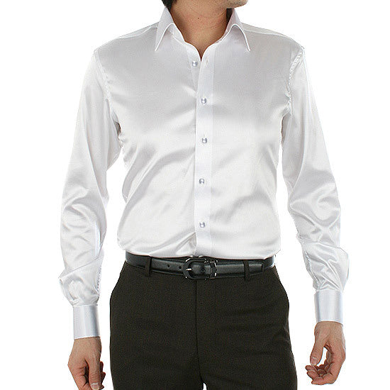 Men's Long Sleeve Shiny Silk Like Satin Dance Prom Dress Shirt Party Button Down Tuxedo Shirts
