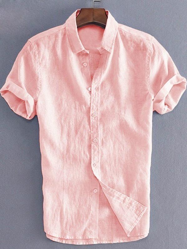 Mens Short Sleeves Simple Blouses&Shirts