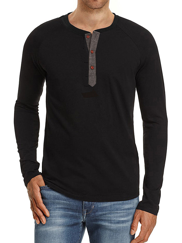 Men's long-sleeved round neck t-shirt